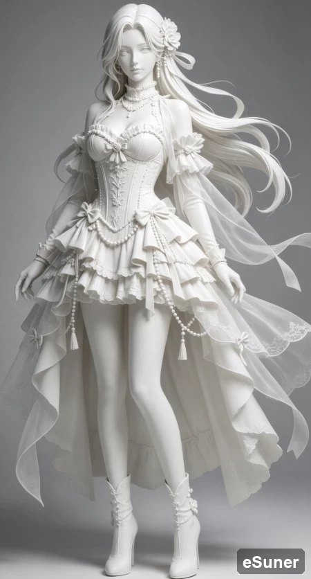 BJD Quarter Doll White Main Skirt Set
